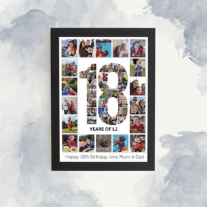 18th Photo Collage, Personalised Memories Print, Family Print, Eighteen Birthday Gift, Image Collage Print, Gift Ideas for Boys & Girls