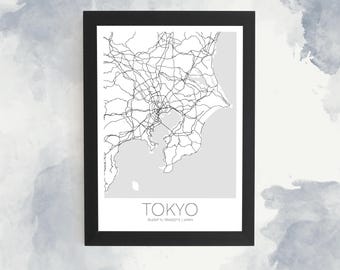 Tokyo City Map, City Map Prints, Custom Map Print, Custom Any Location, Personalised Map Print, City Poster Wall Art, City Map Gift