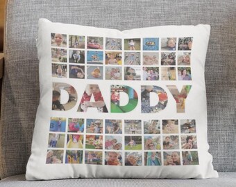 Daddy Pillow Gift Personalised Photo Cushion Keepsake Custom Family Present Design Idea Customizable Pictures Velvet Fabric