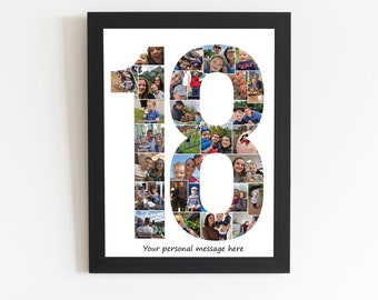 Personalised Photo 18th Birthday Print, Photo Collage, Family Framed Print, Birthday Gift idea