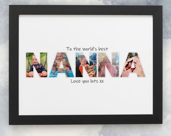 Nanna Photo Frame, Personalised Nana Photo Print, Custom Gifts for Nanny, Family Digital Print, Christmas Gift for Grandma