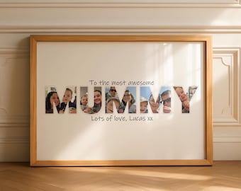 Personalised Mummy Collage Photo Letter Picture Print Wall Art Family Portrait Memory Display Birthday Gift Mother Day Special Keepsake