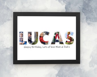 Personalised Letter Photo Collage, Customised Word Print, Choose Your Word, Custom Photo Collage, Framed Art Print, Unique Gifts