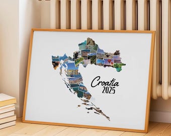 Croatia Photo Map Map Wall Art Gift Idea For Family Travel Memory Display Frame Wall Decoration Gift Present For Friend Vacation Display