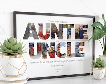 Personalised Auntie and Uncle Photo Collage Frame: Family Birthday Memory Keepsake Present