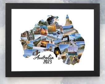 Australia Photo Collage Wall Art Display Ideas For Birthday Gift Personalized Travel Memory Display Frame Wall Decoration For Christmas Gift