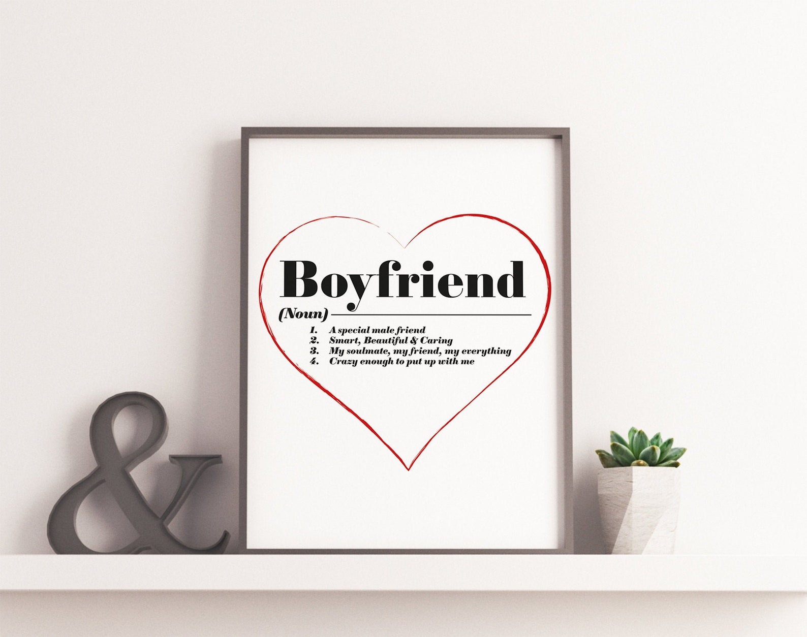 Boyfriend Dictionary Definition Wall art Framed Artwork Etsy
