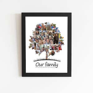 Personalised Family Tree, Family Photo Collage, Family Print, Sentimental Family Wall Art,  Family Digital Print Framed, Christmas Gift Idea