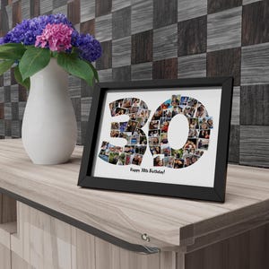 Personalised 30th Photo Collage Birthday Gift Wall Art Framed Home Décor Birthday Gifts for Friends & Family image 2