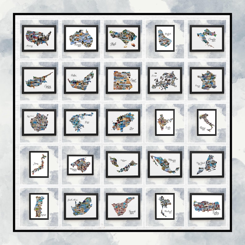Mexico Map Photo Collage Print, Personalised Holiday Photos, Family ...