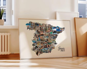 Personalised Map Art Custom Outline Spain Design Travel Memory Perfect Gift Study Abroad Travel Photo Wall Display Home Décor Spanish Art