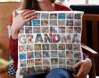 Grandma Photo Pillow Family Keepsake Memory Cushion Velvet Design Picture Gift Grandmother Birthday Special Present Personalised Item