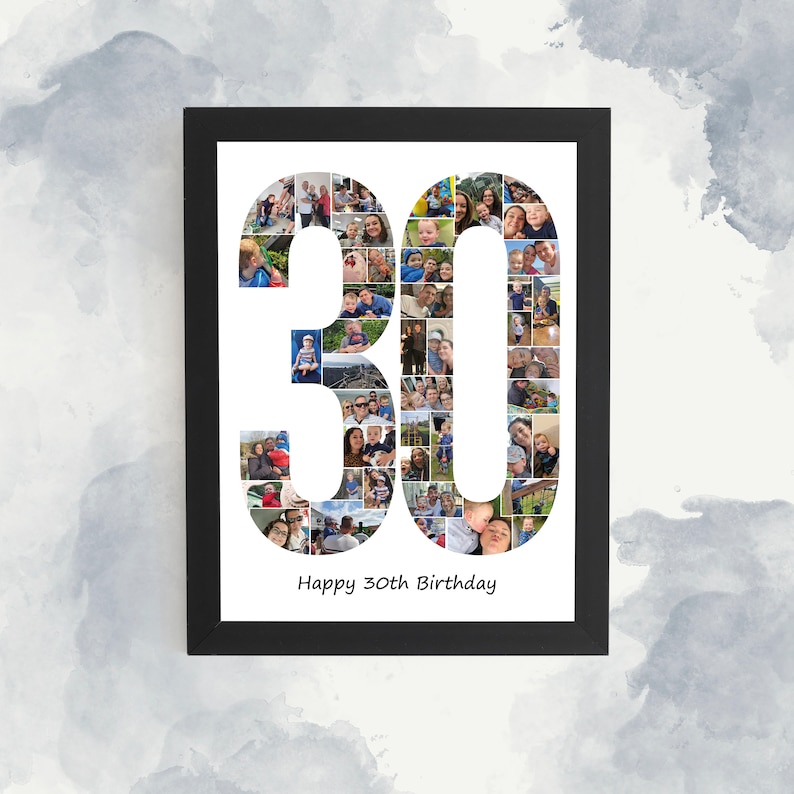 Personalised 30th Birthday Print, Photo Collage, Custom 30th Collage ...
