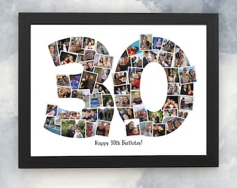 Personalised 30th Photo Collage Birthday Gift Wall Art Framed Home Décor Birthday Gifts for Friends & Family