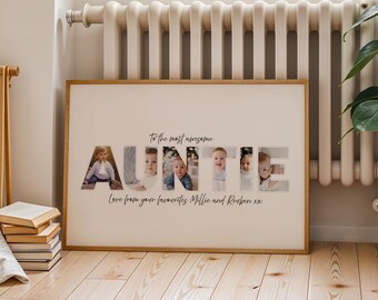 Auntie Photo Collage Custom Letter Art Personalized Gift Frame Wall Decoration Birthday Surprise Keepsake Memory Display Digital Download