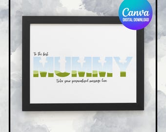 Mummy Digital Template Customisable Design Printable Artwork Downloadable Poster Editable Mother Wall Art Personalised Gift Christmas Idea