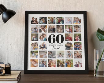 60th birthday gift personalised photo frame collage custom birthday family print wall décor milestone birthday keepsake decoration photo art