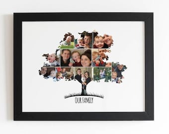 Family Tree Art Print - Personalised Photo Collage, Custom Picture Montage, Family Print Gift, Artwork, Memory Tree Décor