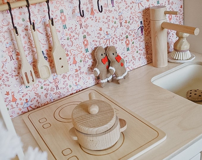 Splashback Wallpaper for IKEA Düktig & KMART Play Kitchen in Christmas