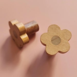 Daisy flower Wooden Pull Handle IKEA Duktig Play Kitchen DIY Kitchen Hack, IKEA Handle Knob, Wood Drawer Pull