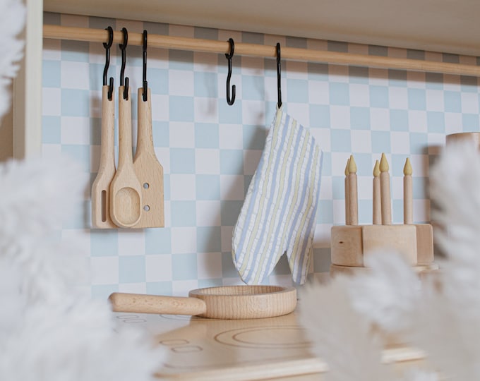 Splashback Wallpaper for IKEA Düktig & KMART Play Kitchen in Sky Blue