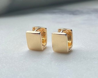 Square thick hoop Earrings, huggie hoop earrings, square earrings, gold filled huggie earrings, chunky hoops, thick hoops, square hoops