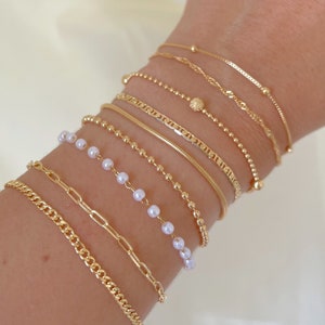 Set of bracelets, gold filled bracelets stackable, paperclip bracelet, layered bracelets, everyday bracelet, link chain simple bracelet