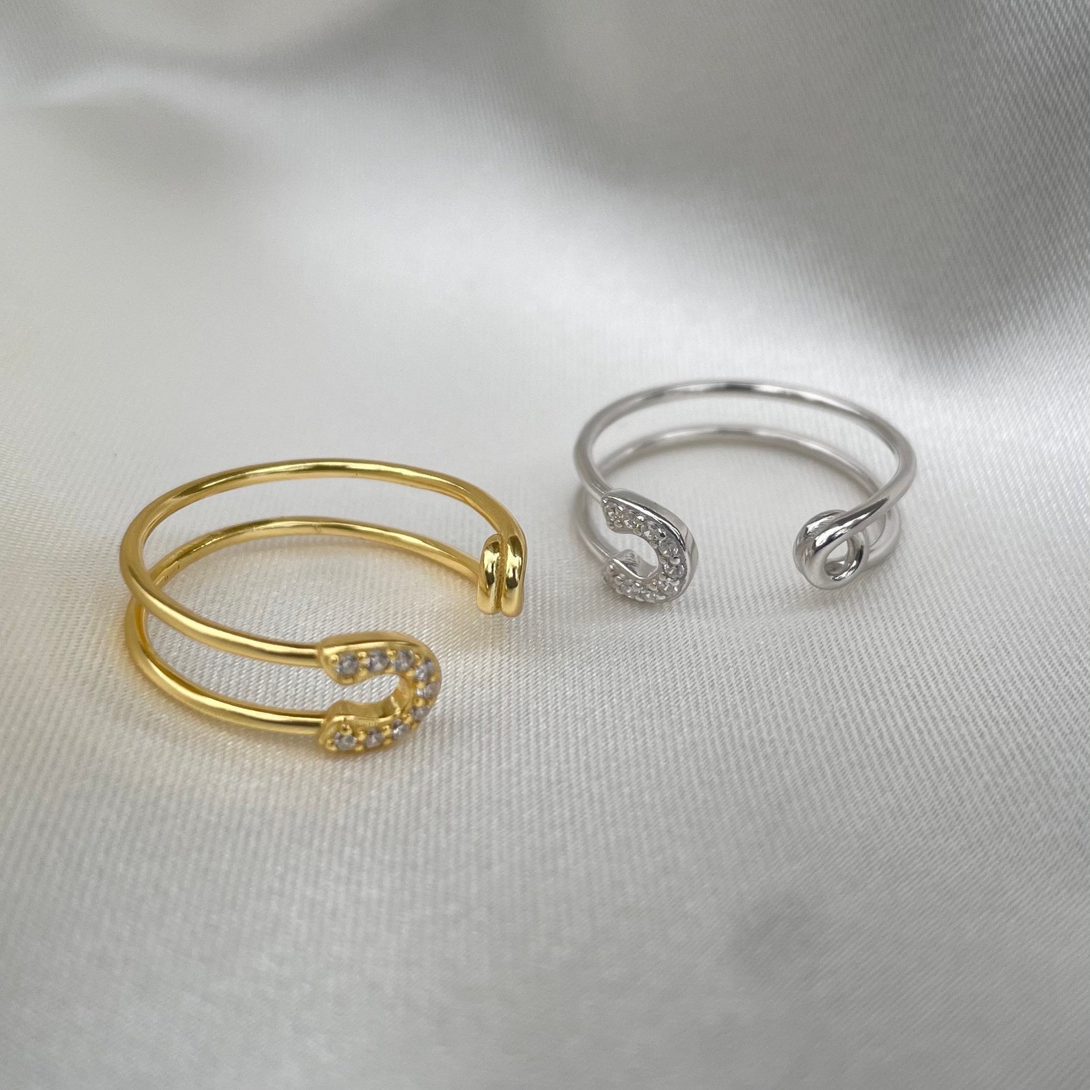 Gold Paperclip Ring statement ring paperclip micro pave Etsy