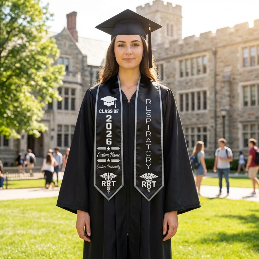 Custom RRT Respiratory Therapy Graduation Stole, Personalized Grad Sash ...