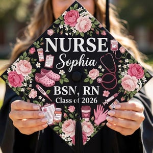 Custom Bsn Nurse Cap Topper, Custom Graduation Gift Class Of 2026 Decor, GRAD-CAP10