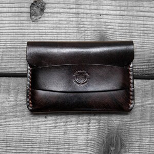 Portemonnee nr. 58 | Portemonnee met horizontale klep | Handgemaakte Edc leren portemonnee | Leren EDC-kaarthouder