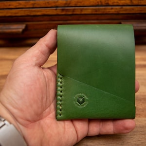 Leren portemonnee nr. 40 | Minimalistische portemonnee | Smalle portemonnee- en creditcardhouder heren | Handgemaakte volnerf lederen EDC-portemonnee