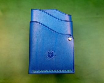 Cartera vertical de cuero hecha a mano: tarjetero minimalista y delgado