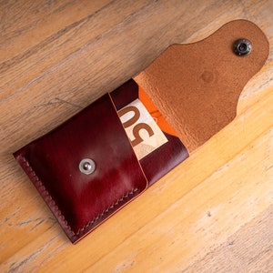 Portemonnee nr. 65 | Edc-portemonnee | Minimalistische portemonnee voor heren | Voorvak dragen | Leren creditcardhouder I-flap portemonnee