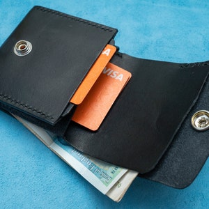 Portemonnee nr. 28 | Portemonnee met verticale klep | Leren herenportemonnee en creditcardhouder | Portemonnee met munten| Handgemaakte portemonnee | EDC-portemonnee