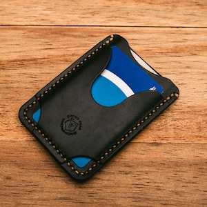 Portemonnee nr. 47 | Verticale minimalistische portemonnee | Handgemaakte Edc leren portemonnee | Leren EDC-kaarthouder