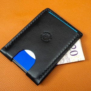 Portemonnee nr. 17 | Verticale minimalistische portemonnee | Dunne leren portemonnee en creditcardhouder voor heren | Handgemaakte portemonnee | EDC-portemonnee