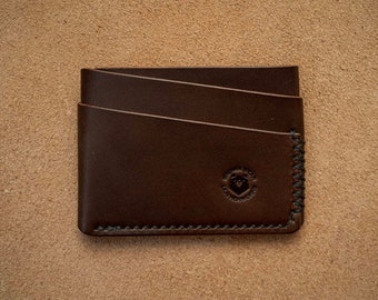 Hand Stitched Leather Card Wallet: Minimalist Slim Wallet