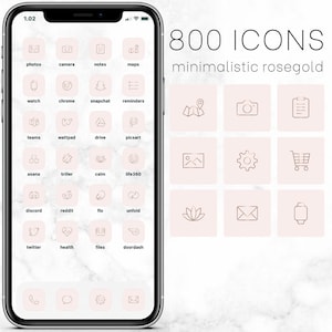 800+ minimalistic rosegold & blush iOS app icon pack | iOS 14 | aesthetic | iphone | minimal | icon covers | widgets | aesthethicdesign