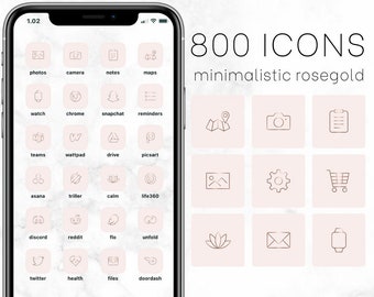 800+ minimalistic rosegold & blush iOS app icon pack | iOS 14 | aesthetic | iphone | minimal | icon covers | widgets | aesthethicdesign