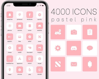 4000+ Pastel Pink IOS 14 / 15 App Icons Pack, Blush Pink & White Aesthetic Theme Icon, Personalised Home Screen, Minimalist, Iphone, Widget