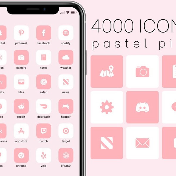 4000+ Pastel Pink IOS 14 / 15 App Icons Pack, Blush Pink & White Aesthetic Theme Icon, Personalised Home Screen, Minimalist, Iphone, Widget