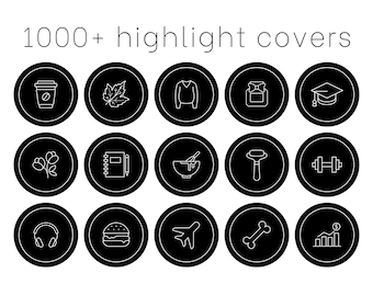 Instagram Highlight Covers Black & White IG Story Icons Black Icon Set Minimalist Aesthetic Instagram Highlights Black Social Media Kit