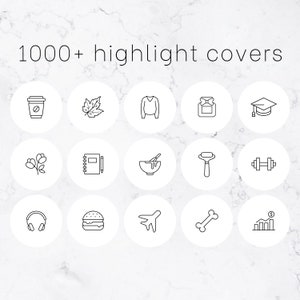 1000+ instagram story highlight covers, icon pack, black and white, lifestyle, minimalist highlights, social media kit, icons for ig stories