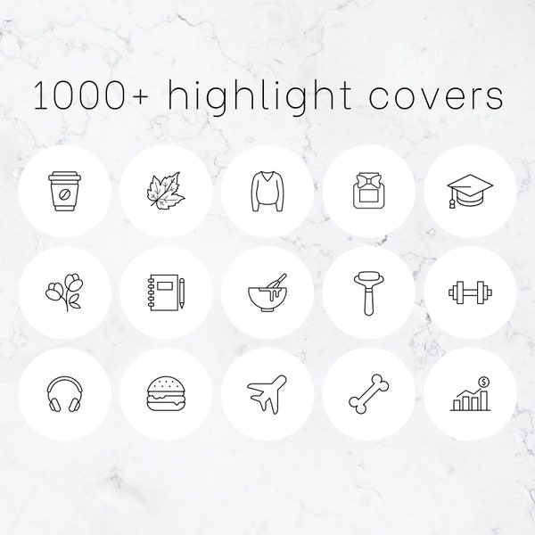 1000+ instagram story highlight covers, icon pack, black and white, lifestyle, minimalist highlights, social media kit, icons for ig stories