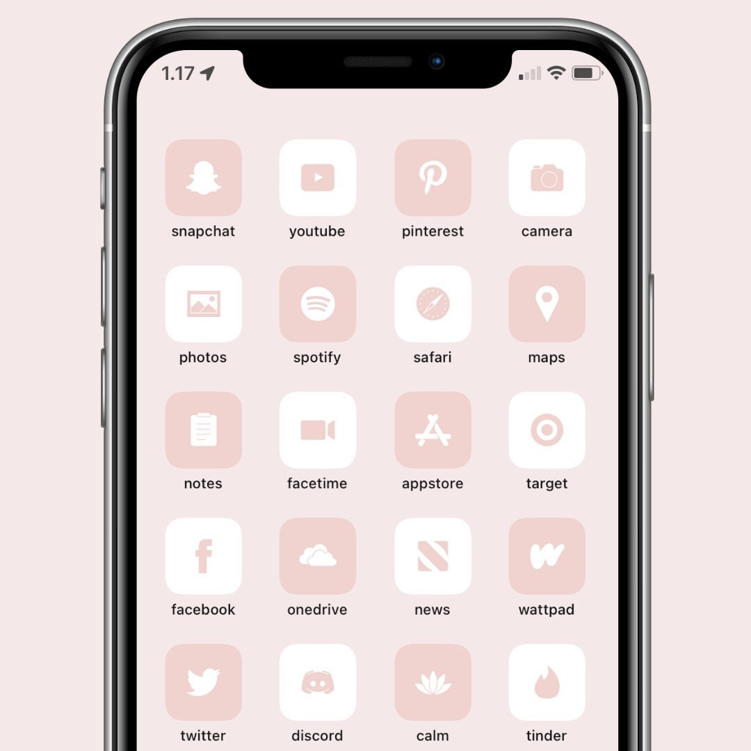 2000 Blush Pink & White IOS 14 / 15 App Icon Pack, Iphone, Pastel Pink Icons, Aesthetic Icons