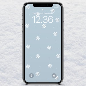 Christmas Wallpaper, Holiday iPhone Wallpaper, Snowflakes, iOS Phone Background, Instant Download, Xmas Aesthetic Lock Screen, Hand Drawn