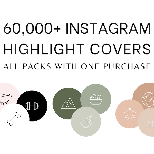 60,000+ instagram story highlight covers, mega icon bundle, lifestyle, blog, minimalist highlights, social media kit, icons for ig stories