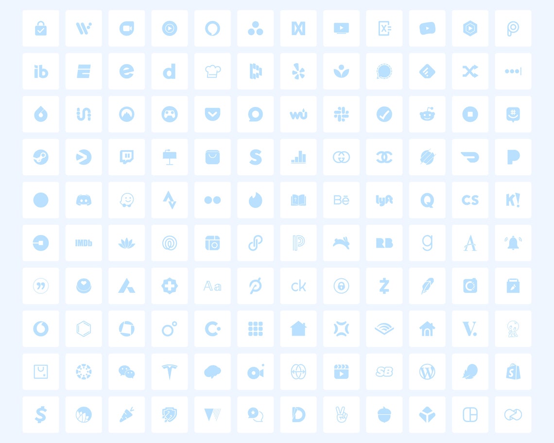 4000 Pastel Blue IOS 14 / 15 App Icons Pack Blue & White Etsy