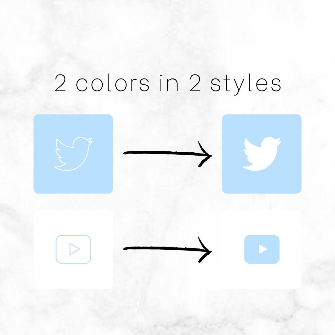 1000 pastel blue iOS app icon pack minimalistic iOS 14 Etsy